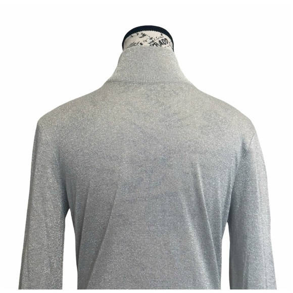 Lillie Ruben Vintage Women’s Long-Sleeve Zip-Collar Top. Metallic Silver. Small - Picture 8 of 10